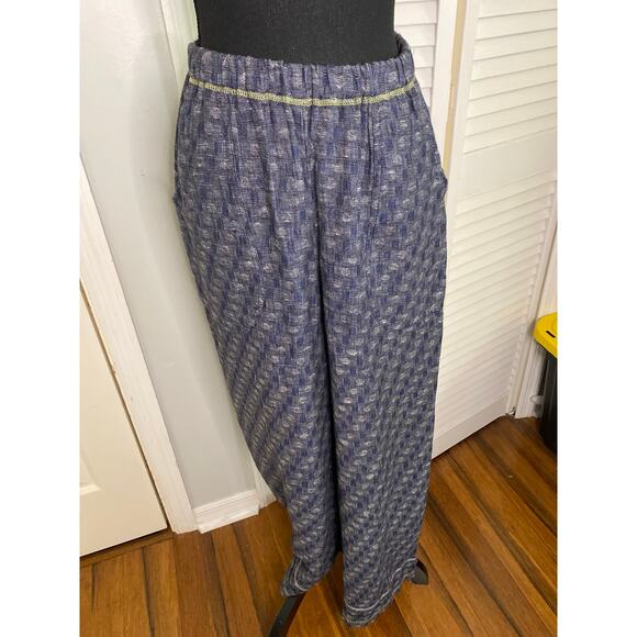 Flax set Blue 100% Linen Top and Bottom Lagenlook Boho Urban‎ Energy Funky edge - Picture 6 of 10